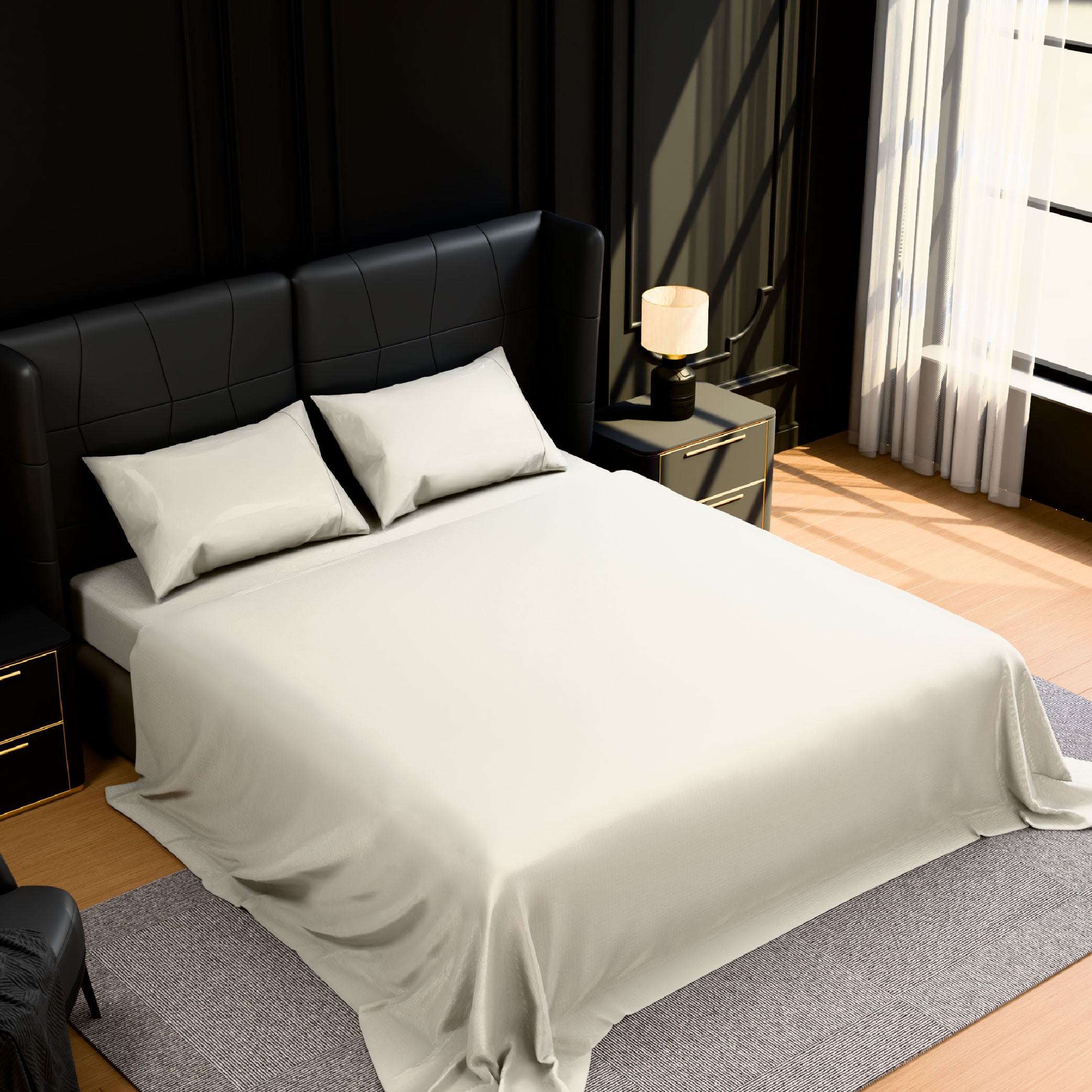 Bedding Queen Bed Sheets Set - 4 Piece Bedding - Brushed Microfiber - Shrinkage And Fade Resistant - Easy Care (Queen, White)_voghion.com